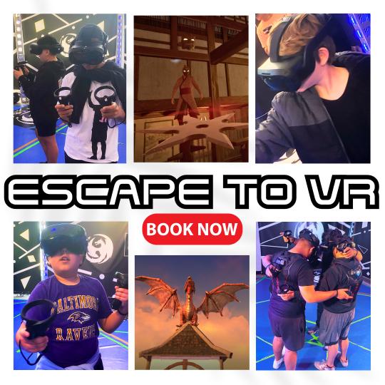 Business professionals collaborating in a VR team building experience at Escape To VR