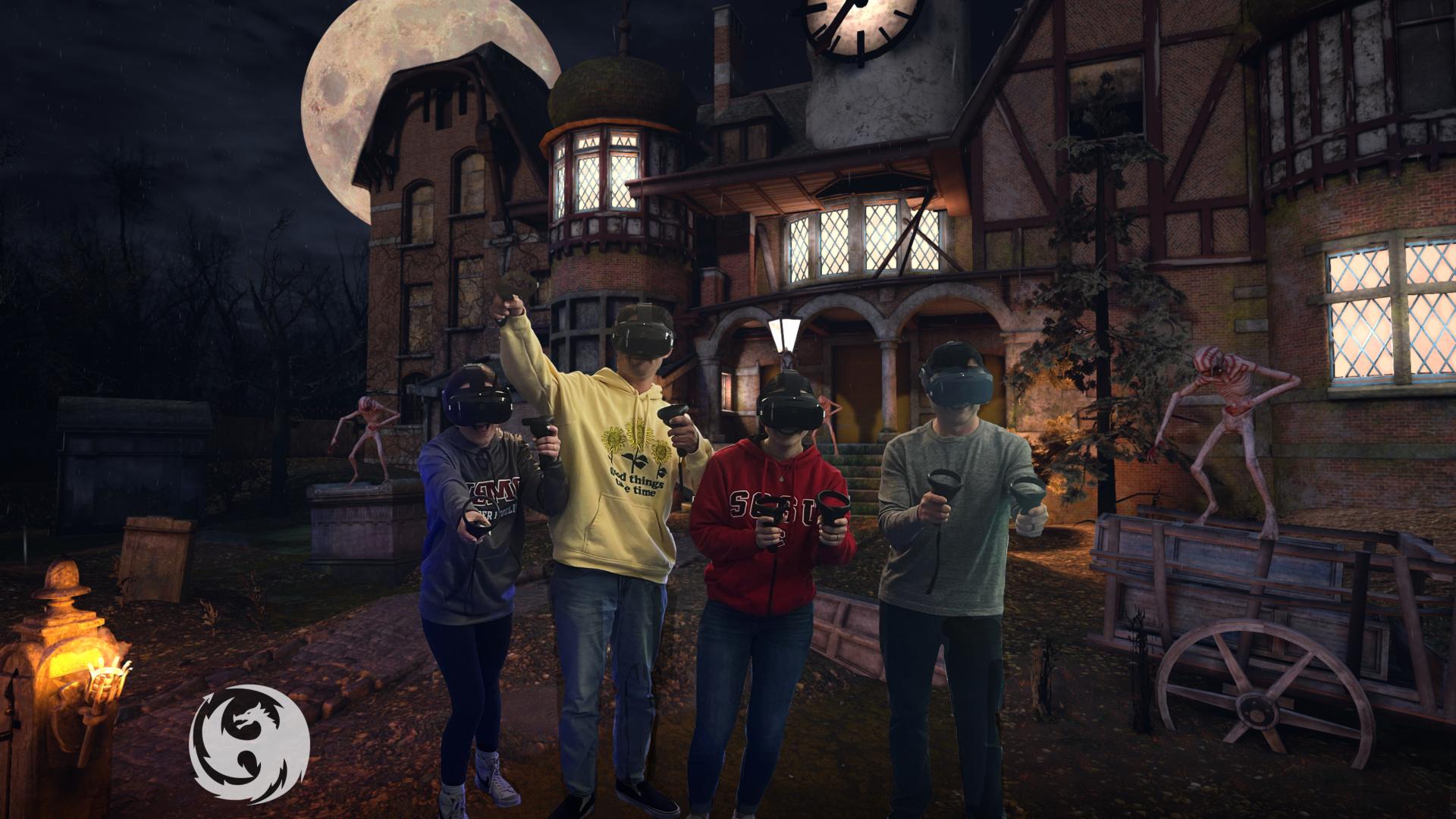 Group of friends enjoying VR entertainment at Escape To VR in San Diego