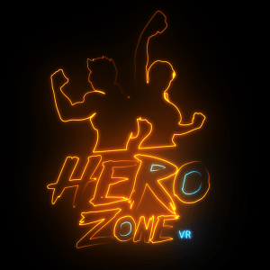 black background with orange writing that says Hero Zone